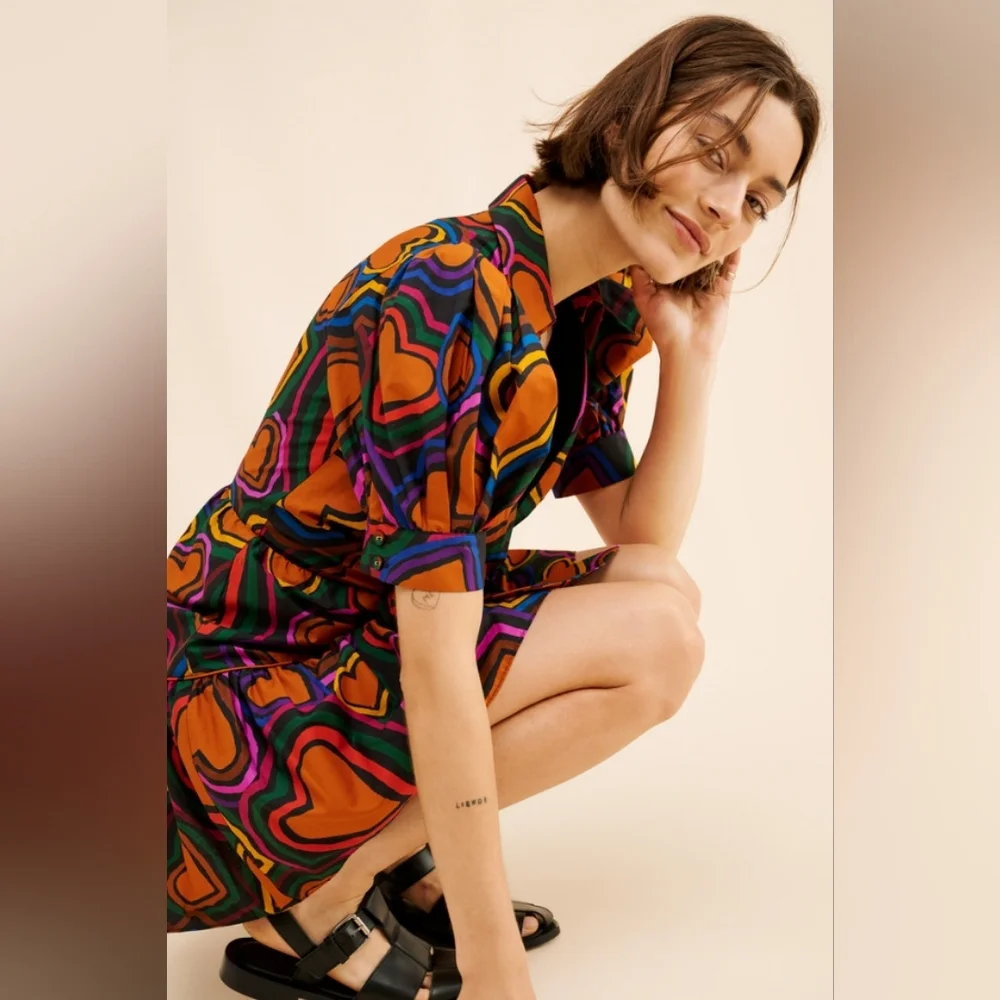 Anthropologie X Farm Rio Heart Tie Front Mini Dress - Picture 4 of 4